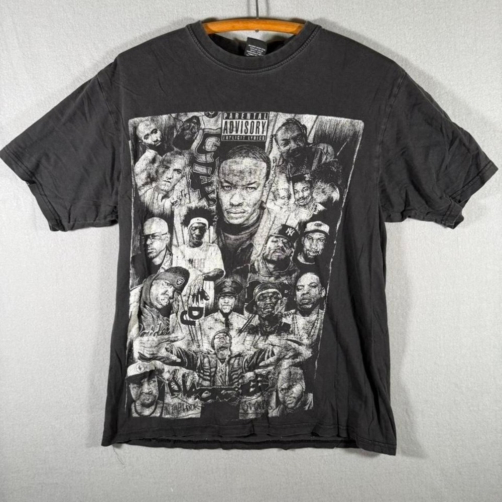 Vintage‎ Y2K Rap Collage Black T Shirt Streetwear Hip Hop Medium
